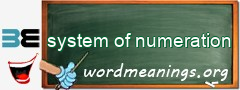 WordMeaning blackboard for system of numeration